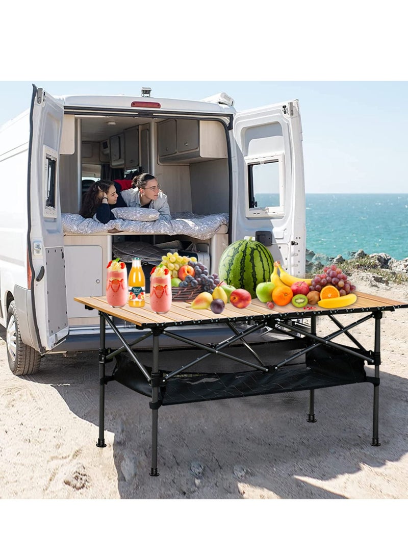 Height Adjustable Lightweight Portable Folding Roll Up Grill Camp Table with Carrying Bag for Beach Camping Picnic Fishing BBQ