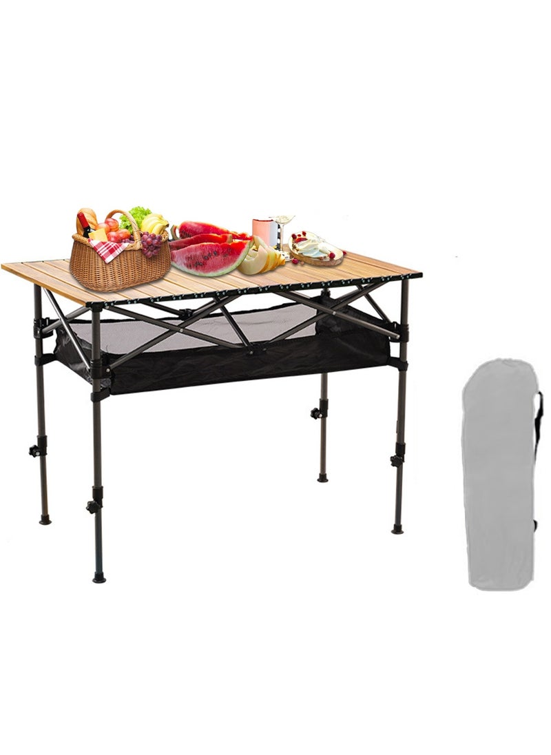 Height Adjustable Lightweight Portable Folding Roll Up Grill Camp Table with Carrying Bag for Beach Camping Picnic Fishing BBQ