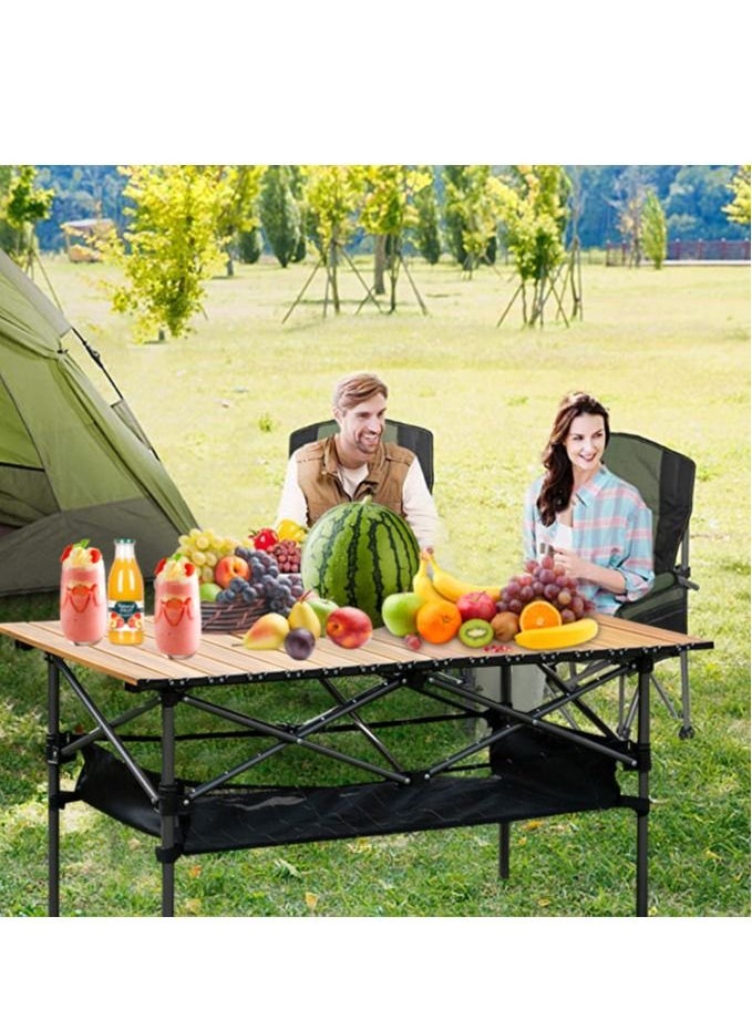 Height Adjustable Lightweight Portable Folding Roll Up Grill Camp Table with Carrying Bag for Beach Camping Picnic Fishing BBQ