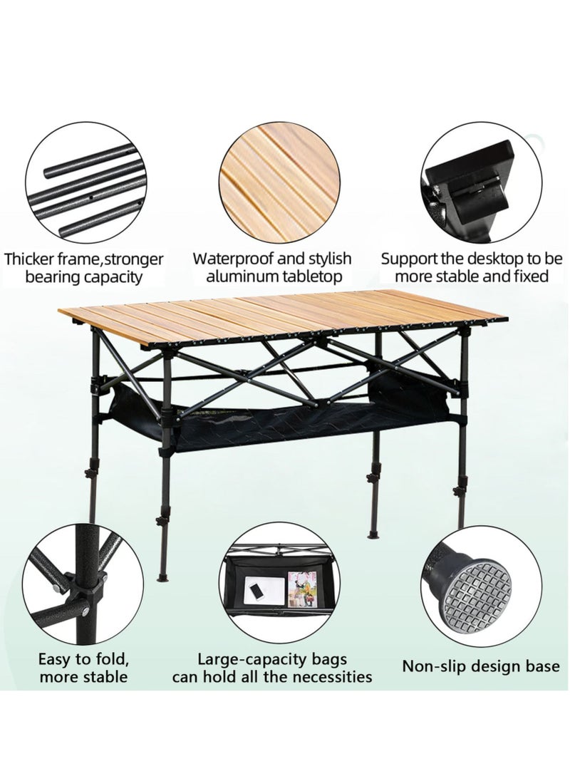 Height Adjustable Lightweight Portable Folding Roll Up Grill Camp Table with Carrying Bag for Beach Camping Picnic Fishing BBQ