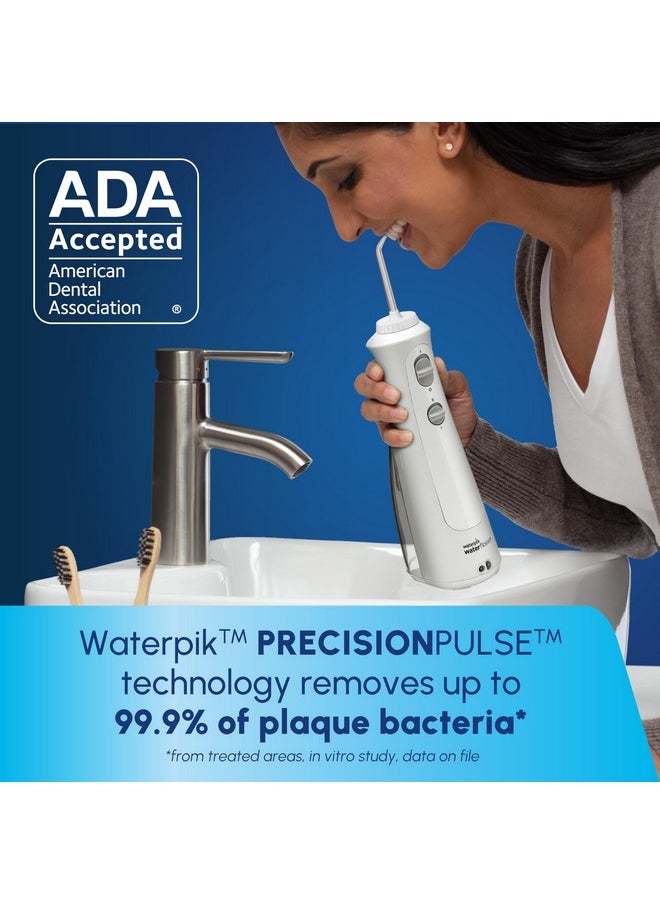 Waterpik Cordless Pearl Rechargeable Portable Water Flosser for Teeth, Gums, Braces Care and Travel with 4 Flossing Tips - ADA Accepted, WF-13 White, Packaging May Vary