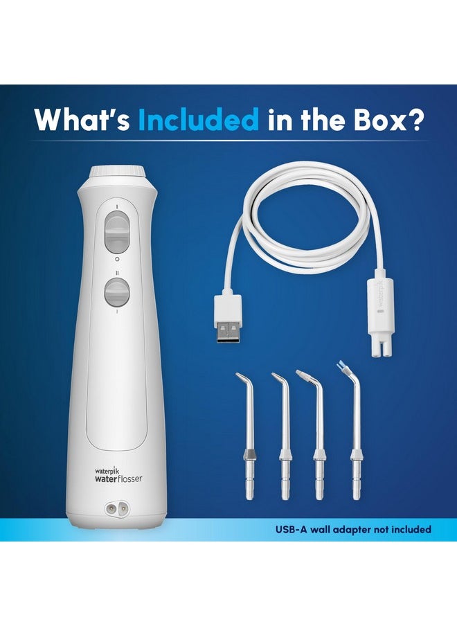 Waterpik Cordless Pearl Rechargeable Portable Water Flosser for Teeth, Gums, Braces Care and Travel with 4 Flossing Tips - ADA Accepted, WF-13 White, Packaging May Vary