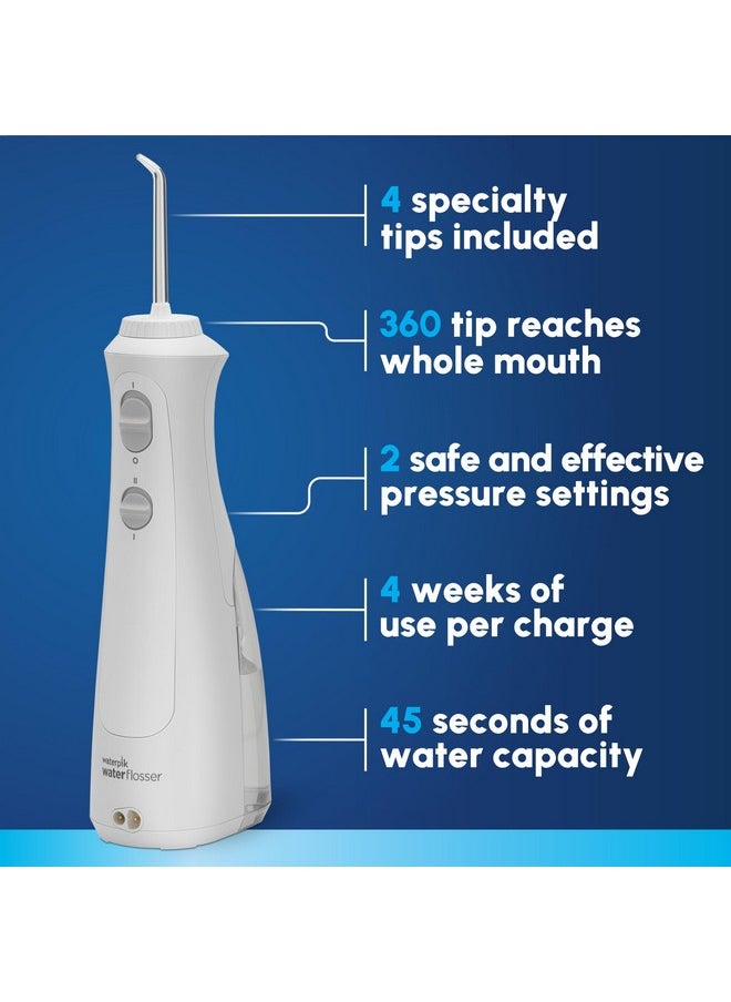 Waterpik Cordless Pearl Rechargeable Portable Water Flosser for Teeth, Gums, Braces Care and Travel with 4 Flossing Tips - ADA Accepted, WF-13 White, Packaging May Vary