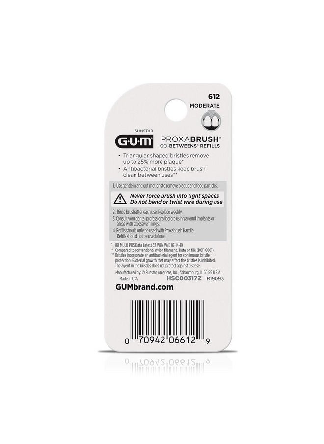 GUM Go-Betweens Proxabrush Refills Moderate [612] 8 Each (Pack of 5)