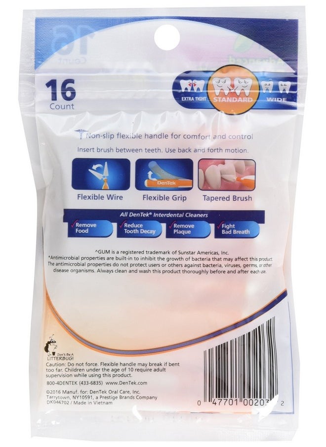 DenTek Easy Brush Dental Cleaners, Standard, 16 Count (Pack of 6)
