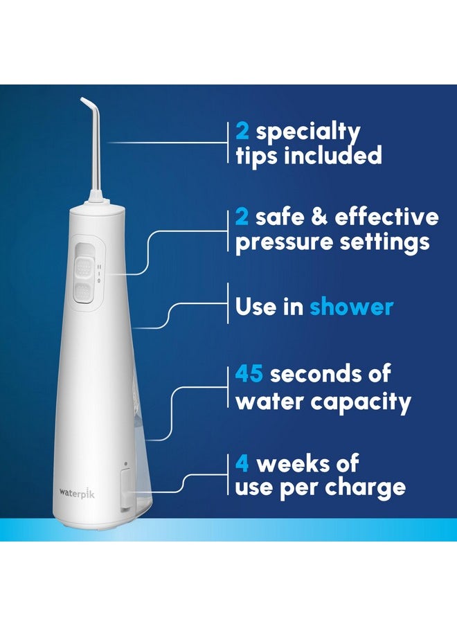 Waterpik Cordless Pulse Rechargeable Portable Water Flosser for Teeth, Gums, Braces Care and Travel with 2 Flossing Tips, Waterproof, ADA Accepted, WF-20 White, Packaging May Vary