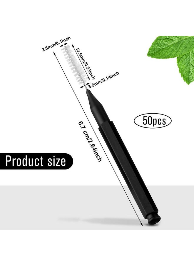 Patelai 50 Pieces Interdental Brush for Cleaner Braces Brush Toothpick Dental Tooth Flossing Head Oral Dental Hygiene Flosser Toothpick Cleaners Tooth Cleaning Tool(Black)