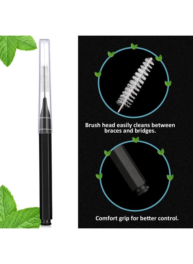 Patelai 50 Pieces Interdental Brush for Cleaner Braces Brush Toothpick Dental Tooth Flossing Head Oral Dental Hygiene Flosser Toothpick Cleaners Tooth Cleaning Tool(Black)