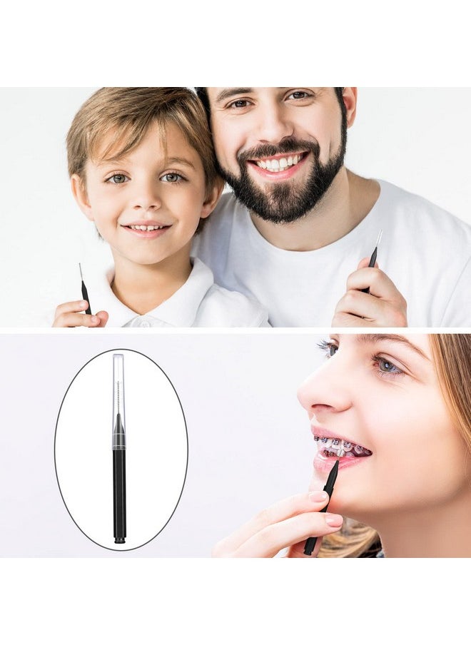 Patelai 100 Pieces Braces Brush for Cleaner Interdental Brush Toothpick Dental Tooth Flossing Head Oral Dental Hygiene Flosser Toothpick Cleaners Tooth Cleaning Tool (Black)