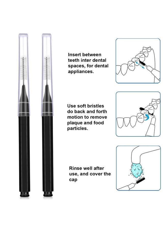 Patelai 100 Pieces Braces Brush for Cleaner Interdental Brush Toothpick Dental Tooth Flossing Head Oral Dental Hygiene Flosser Toothpick Cleaners Tooth Cleaning Tool (Black)