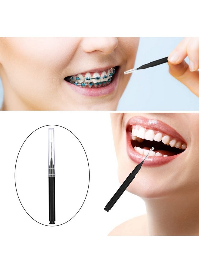 Patelai 100 Pieces Braces Brush for Cleaner Interdental Brush Toothpick Dental Tooth Flossing Head Oral Dental Hygiene Flosser Toothpick Cleaners Tooth Cleaning Tool (Black)