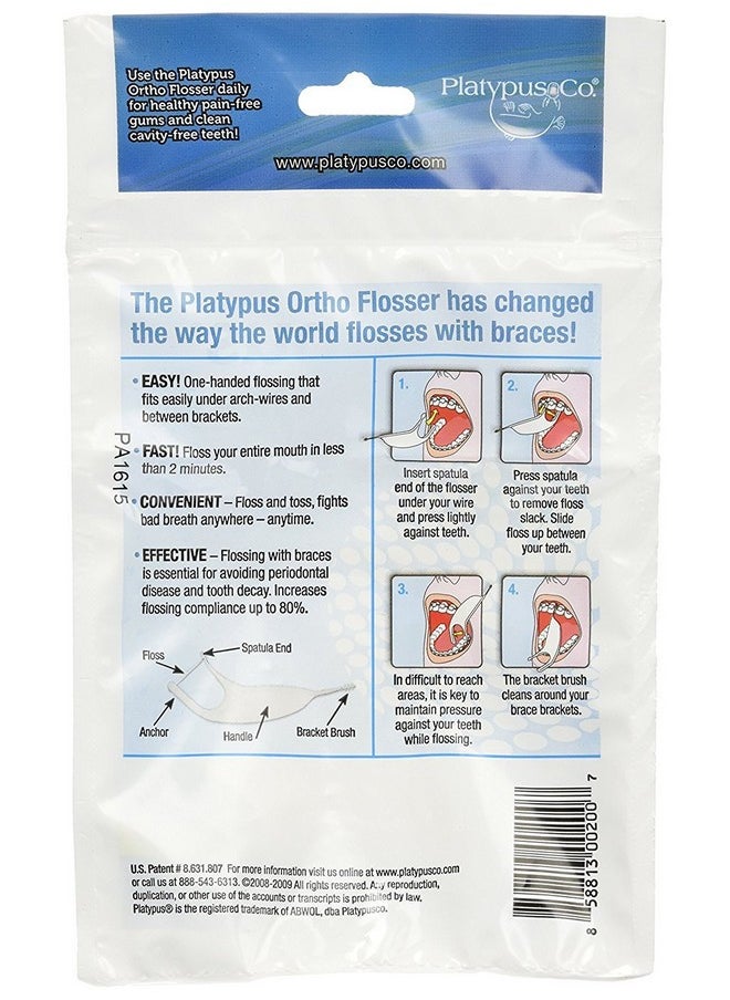 Platypus Ortho Flosser (2 Packs of 30), & Dentek Wax for Braces