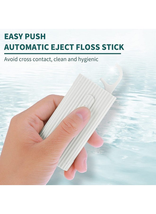 WLLHYF Portable Dental Floss Case Automatic Dental Floss Pick Organizer Case Travel Flosser Dispenser Storage Case Refillable Holder Boxes with 10 Floss Picks for Teeth Cleaning (White)