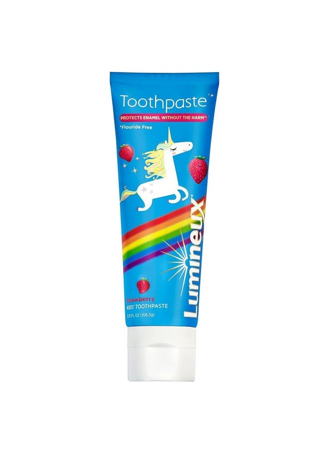 Lumineux Dentist Formulated Kids Toothpaste, Strawberry Flavor & Unicorn Approved - Certified Non-Toxic, Fluoride Free & SLS Free - 3.75 Oz