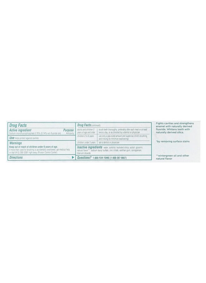 Tom's of Maine Whole Care Natural Toothpaste with Fluoride, Wintermint, 4 oz. (Packaging May Vary)