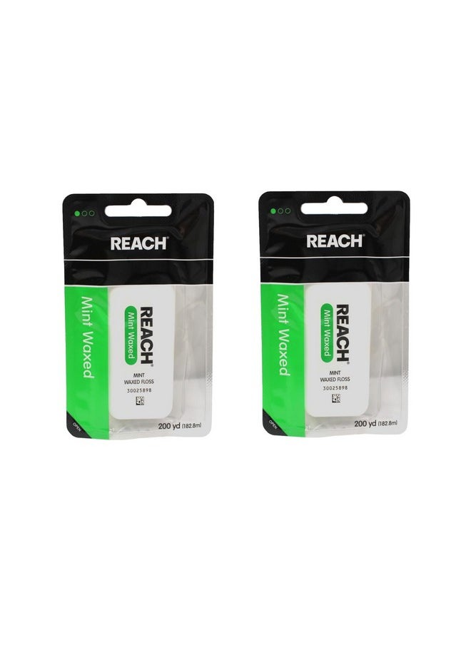 Reach Dental Floss, Waxed, Mint, 200 Yard (Pack of 2)