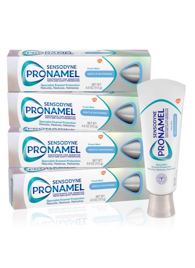 Sensodyne Pronamel Gentle Teeth Whitening Enamel Toothpaste for Sensitive Teeth, to Reharden and Strengthen Enamel, Amazon Exclusive, Fresh Mint - 4 Ounces (Pack of 4)