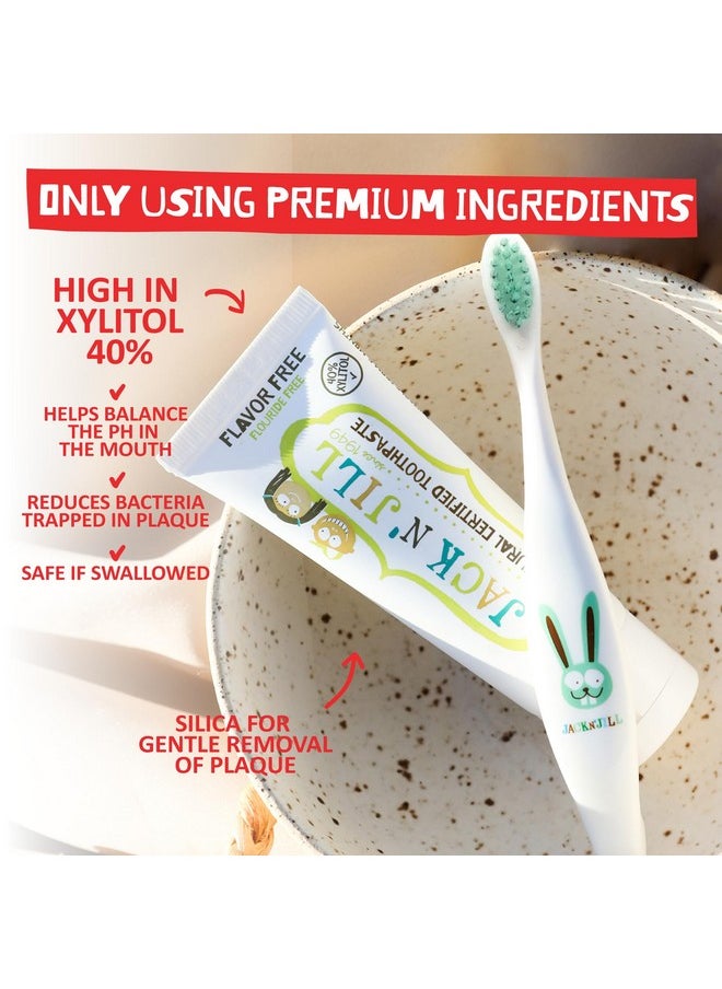 Jack N' Jill Natural Toddler Toothpaste for Baby, Kids and Infants 6 Months & Up, Fluoride Free Training Toothpaste for Toddlers 1-3, 40% Xylitol, BPA Free - Flavor Free, 1.76 oz (Pack of 3)