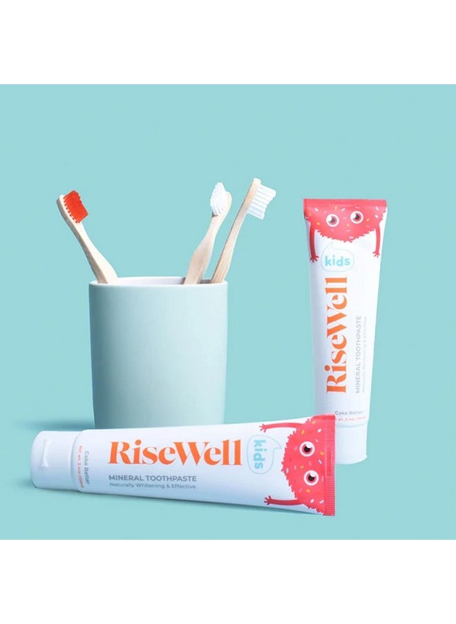 RiseWell Kids Mineral Toothpaste - Hydroxyapatite Kids Toothpaste - Safe to Swallow, No Added Fluoride and All Natural - Cake Batter Flavor, 3.4 Oz