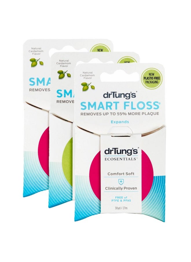 DrTung's Smart Floss, 30 yds, Dental Floss - Natural Cardamom Flavor Colors May Vary (3 Pack)