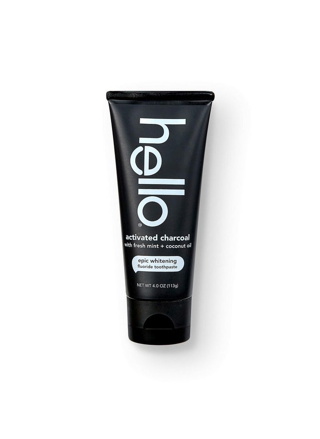 Hello Oral Care Activated Charcoal Fluoride Whitening Toothpaste, Vegan & SLS Free, 4 Ounce (Pack of 1)