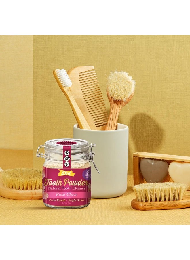 THE DIRT Tooth Powder - Natural Fluoride-Free Toothpaste Alternative, Vegan - Essential Oils & Bentonite Clay (Rose Clove, 51g: 6 Month Supply)