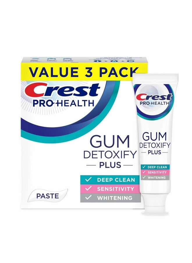 Crest Pro-Health Gum Detoxify Plus Toothpaste 4.5 oz Pack of 3 - Antibacterial Fluoride Toothpaste, Sensitivity Protection, Whitens Teeth, Anticavity, Plaque Control