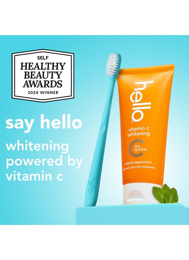 Hello Vitamin C Whitening Toothpaste with Fluoride, Teeth Whitening Toothpaste for Adults, Helps Freshen Breath and Removes Surface Stains, SLS Free, Natural Peppermint Flavor, 4.0 oz Tube
