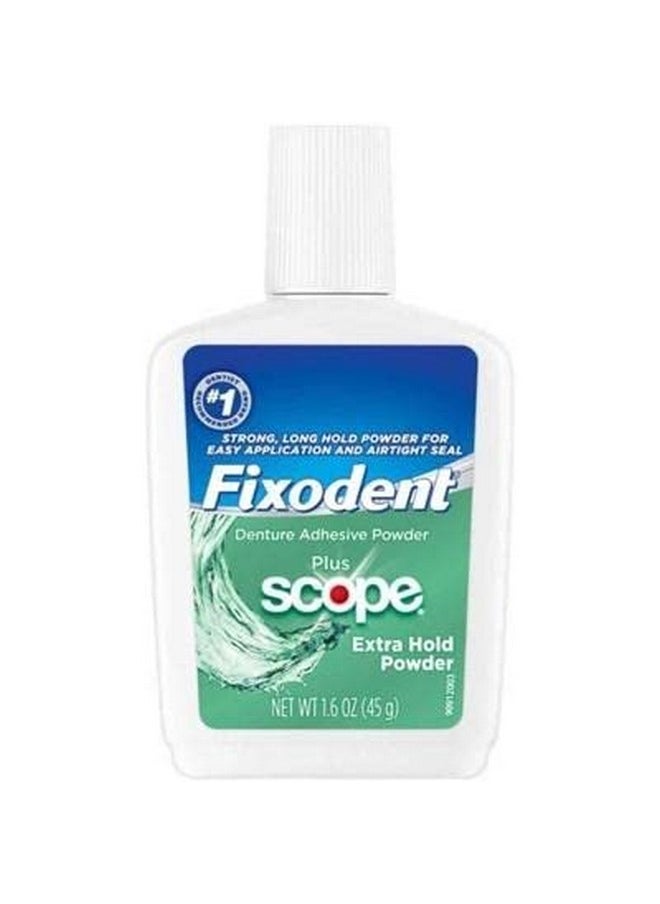 Fixodent Extra Hold Powder Plus Scope Denture Adhesive Strong 1.6oz Pack of 3 (3 Items), 818-0556
