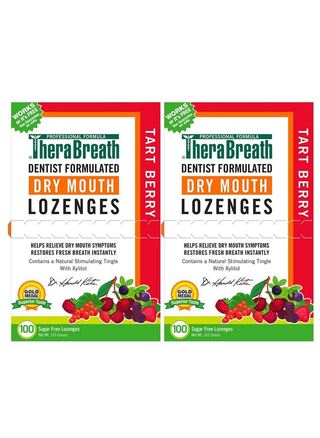 TheraBreath Dry Mouth Lozenges with ZINC, Tart Berry Flavor, 100 Count (Pack of 2)