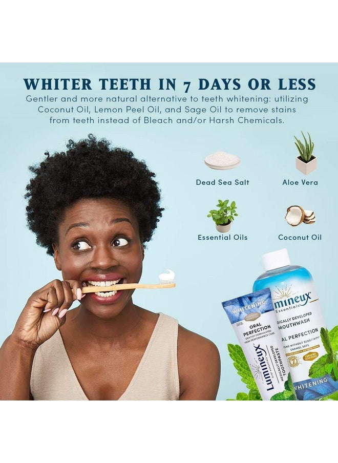 Lumineux Teeth Whitening Kit Peroxide Free Enamel Safe for Whiter Teeth Includes 7 Whitening Treatments, 1 Mouthwash, 1 Toothpaste & 1 Bamboo Toothbrush, Dentist Formulated