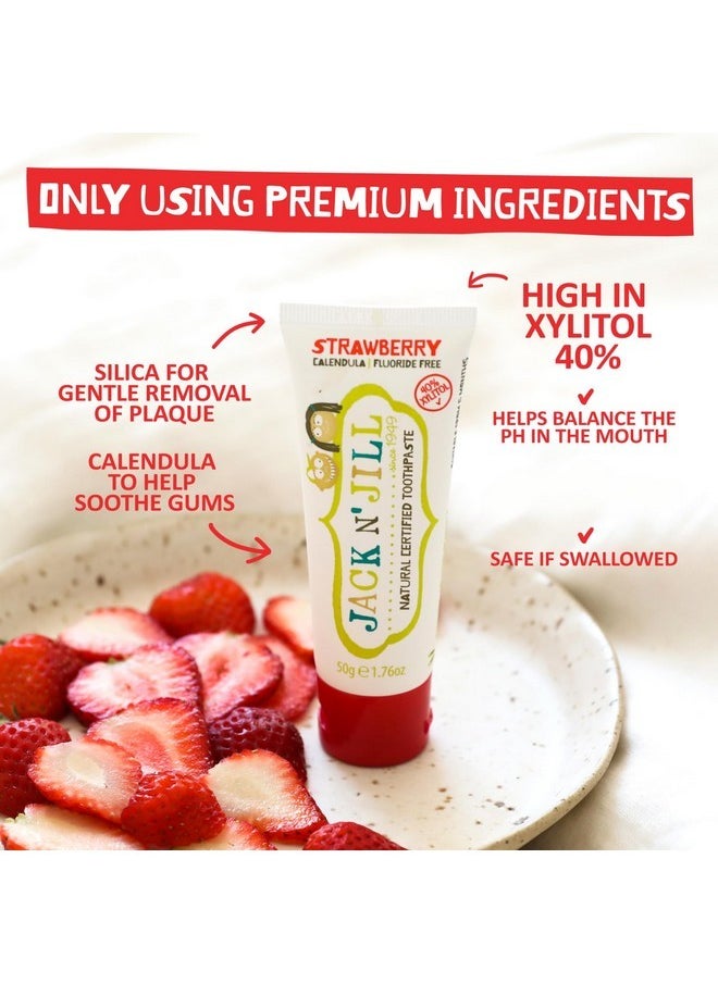 Jack N' Jill Natural Toddler Toothpaste for Baby, Kids and Infants 6 Months & Up, Fluoride Free Training Toothpaste for Toddlers 1-3 (1.76 Fl Oz (Pack of 2), Strawberry)