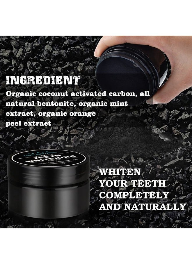 2-Pack Teeth Whitening Charcoal Powder + Bamboo Brush Oral Care Sets, WUBLSYAN Natural Activated Charcoal Teeth Whitener Powder