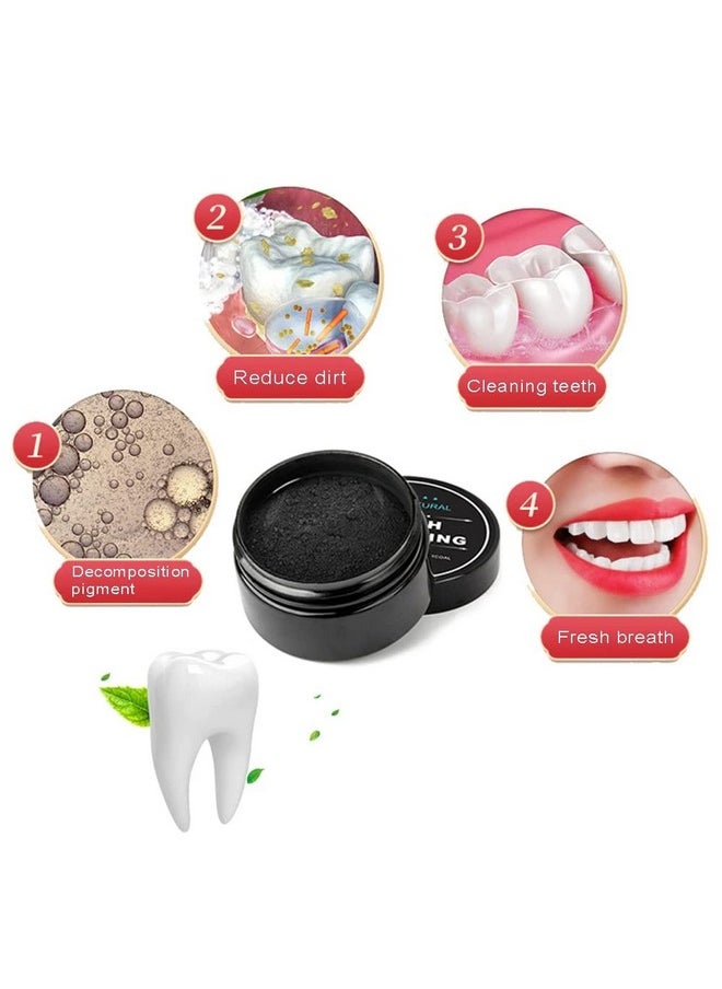 2-Pack Teeth Whitening Charcoal Powder + Bamboo Brush Oral Care Sets, WUBLSYAN Natural Activated Charcoal Teeth Whitener Powder