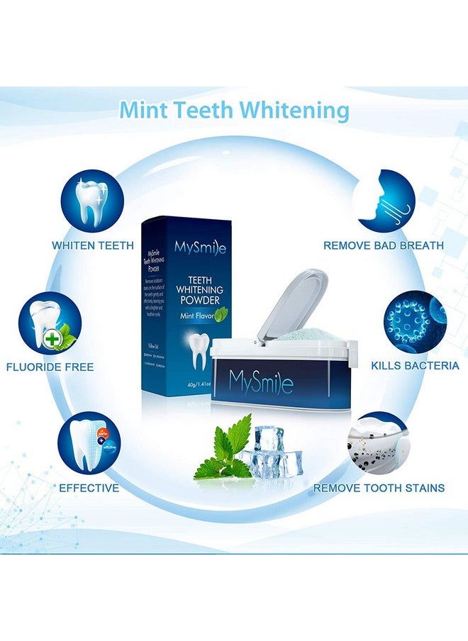 MySmile Teeth Whitening Powder for Tooth Whitening, Toothpaste Natural Powder Teeth Whitener, Enamel Safe Whitening Tooth Cleaning Powder, Tooth Stain Remover and Polisher, Fresh Mint