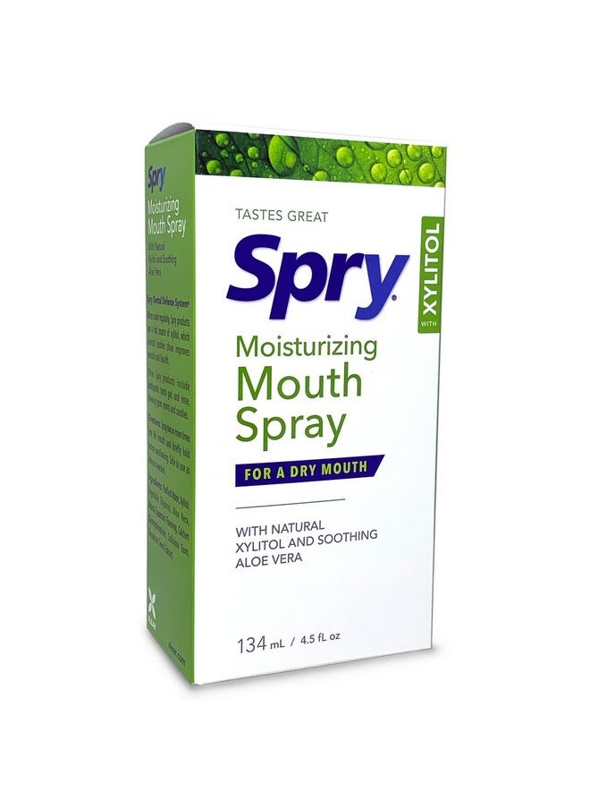 Spry Xylitol Moisturizing Bad Breath Mouth Spray, Bad Breath Treatment Oral Breath Spray with Natural Spearmint, 4.5 fl.oz (Pack of 1)