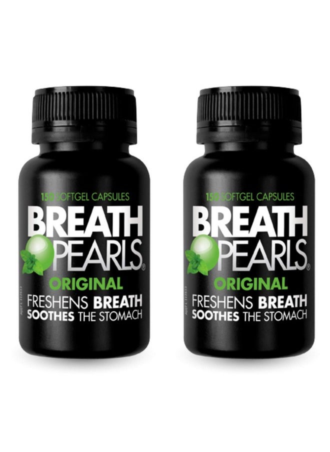 Breath Pearls Original Freshens Breath (150 softgels) New pack 150 counts x 2 Pack =(Total 300 Softgels)