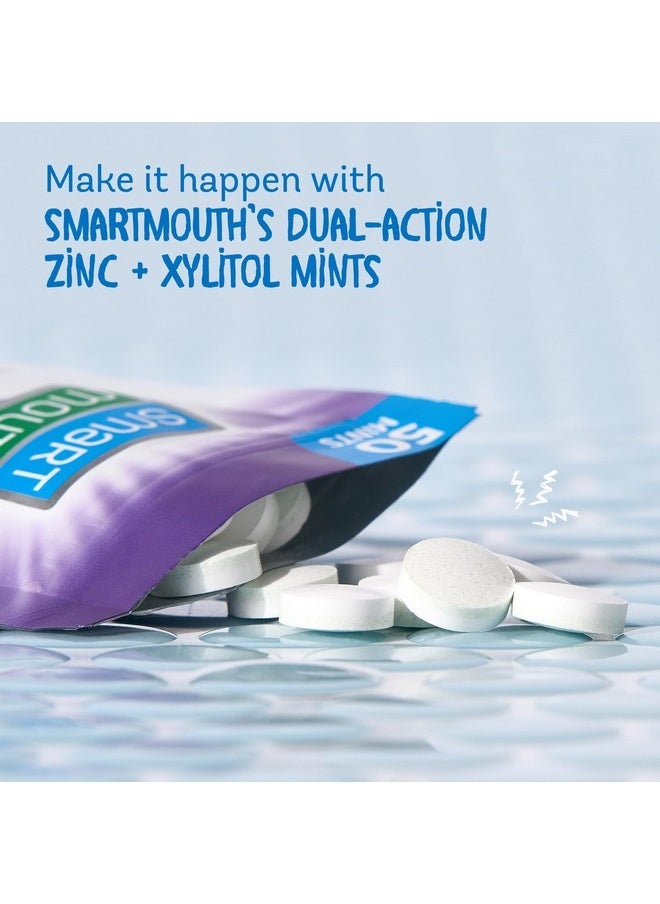 SmartMouth Dry Mouth Dual-Action Mints - Sugar-Free Breath Mints - 50 Count, 8 Pack, Mellow Mint