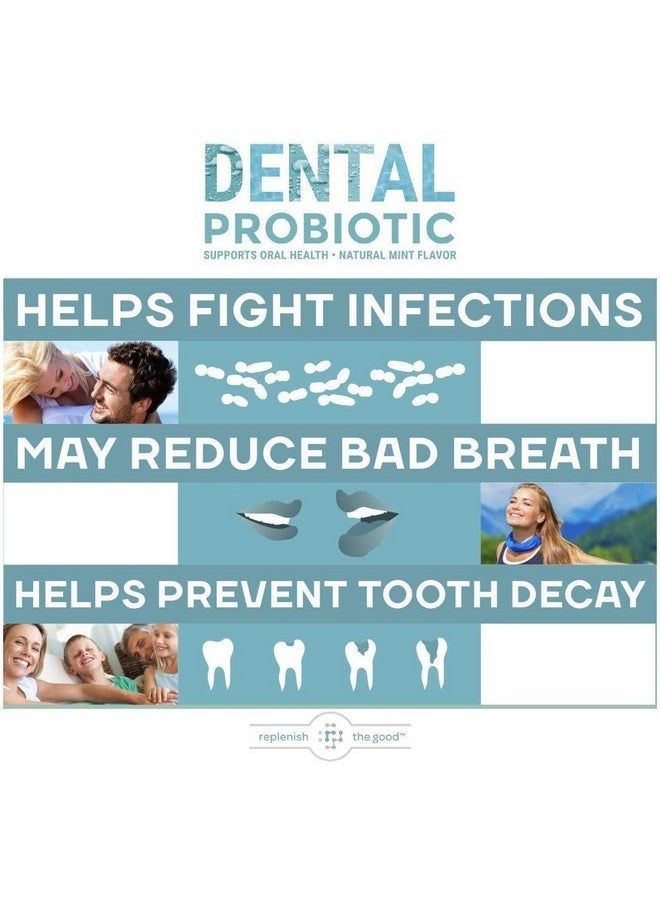 Replenish the Good Dental Probiotic, 30 Sugar Free Chewable Tablets, Mint Flavor - Vegan Supplements w/BLIS K12 & M18 - Boosts Oral Health - Fights Bad Breath (Halitosis), Tooth Decay, Strep Throat