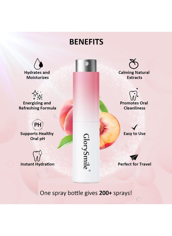 GlorySmile Oral Breath Spray, Mouth Spray Breath Fresheners, Remove Bad Breath for Adults, Sugar-Free, Peach Flavor 0.3 Ounce / 8ml