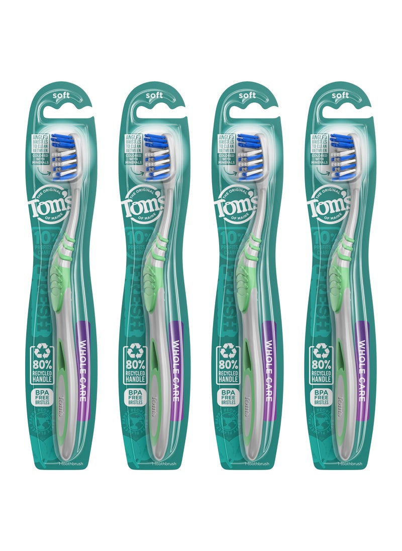 Tom's of Maine Whole Care Toothbrush, Soft, 4-Pack