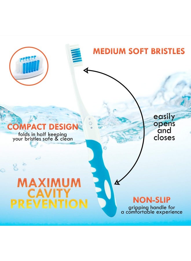 Lingito Travel Folding Toothbrush, Camping Toothbrush Bulk, Medium Bristle (6 Pack Medium-Multicolor)