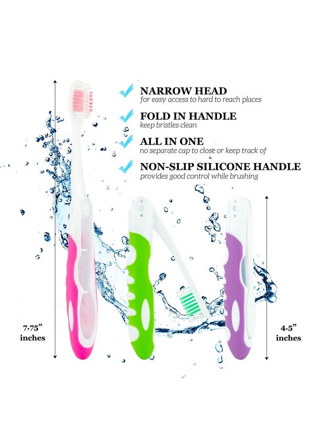 Travel Toothbrush, Portable Toothbrush Built in Cover, Travel Size Toothbrush For Hiking, Camping, and Traveling, Folding Toothbrushes, Collapsible Blue-Green Travel Toothbrush Kit (2 Pack-Soft)