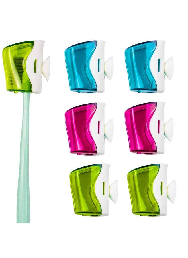 AUEAR, 6 Pack Toothbrush Holder with Suction Cup Toothbrushed Head Covers Caps Protector Case Box for Bathroom Wall Mirror Home Outdoor Travel