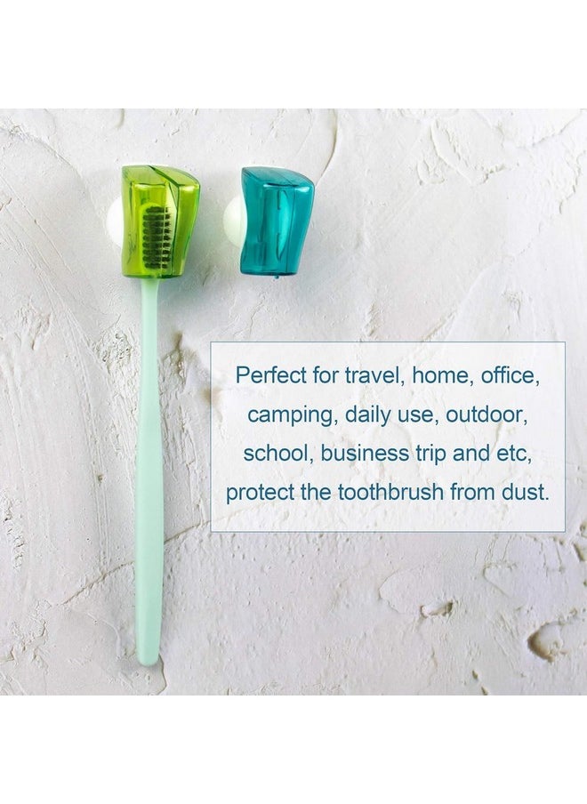 AUEAR, 6 Pack Toothbrush Holder with Suction Cup Toothbrushed Head Covers Caps Protector Case Box for Bathroom Wall Mirror Home Outdoor Travel