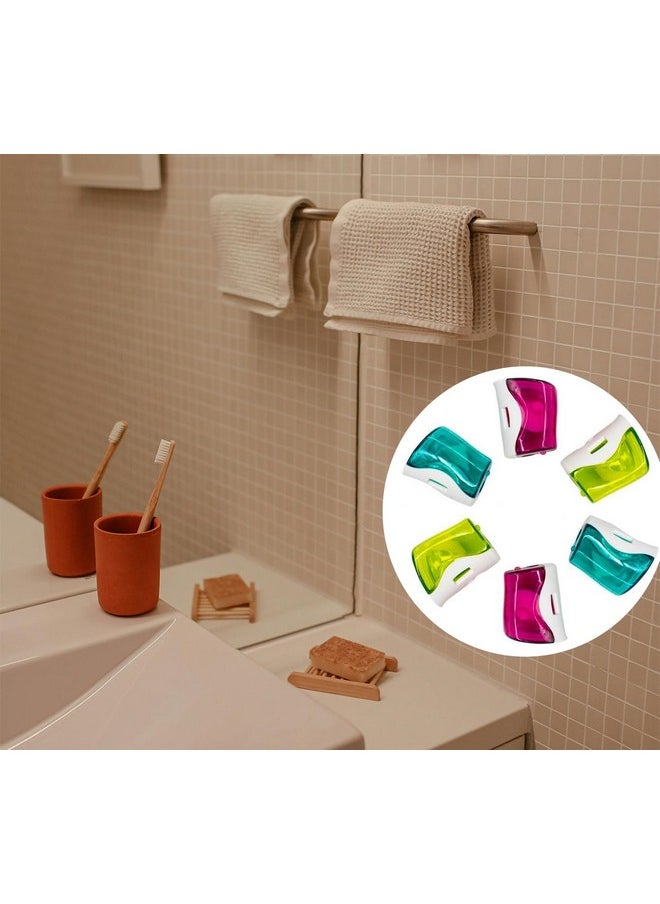 AUEAR, 6 Pack Toothbrush Holder with Suction Cup Toothbrushed Head Covers Caps Protector Case Box for Bathroom Wall Mirror Home Outdoor Travel