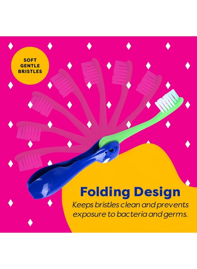Kids Travel Toothbrush, Soft Toddler Toothbrush, Child Travel Toothbrush Gentle Bristles For Home, School, Camp, Sleepovers, Kids Folding Toothbrush Handles For Tiny Hands Boys and Girls (3 Pack)