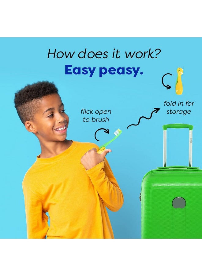 Kids Travel Toothbrush, Soft Toddler Toothbrush, Child Travel Toothbrush Gentle Bristles For Home, School, Camp, Sleepovers, Kids Folding Toothbrush Handles For Tiny Hands Boys and Girls (3 Pack)