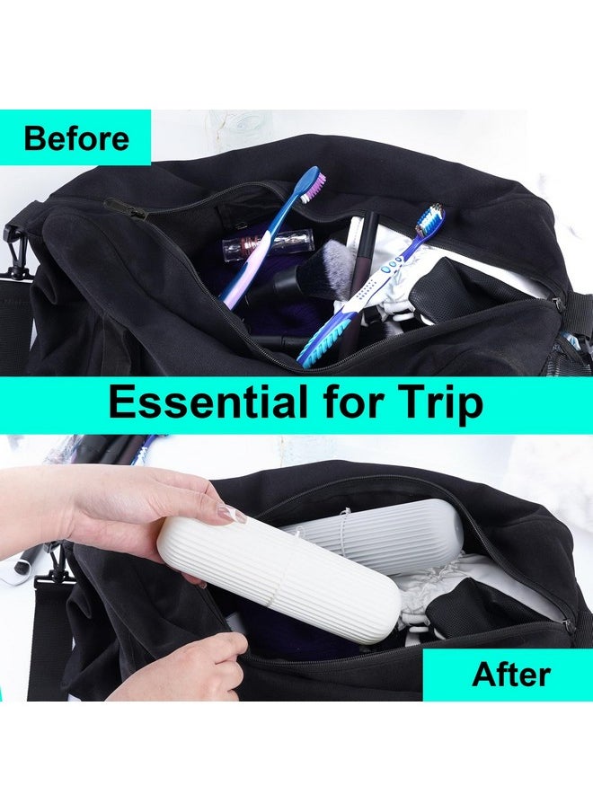 UCEC Toothbrush Case for Traveling, Portable Toothbrush Holders Travel Case, Toothbrush Holders for Travel, Camp, Home, School, Business, Bathroom, 2 Pack (Grey, White)