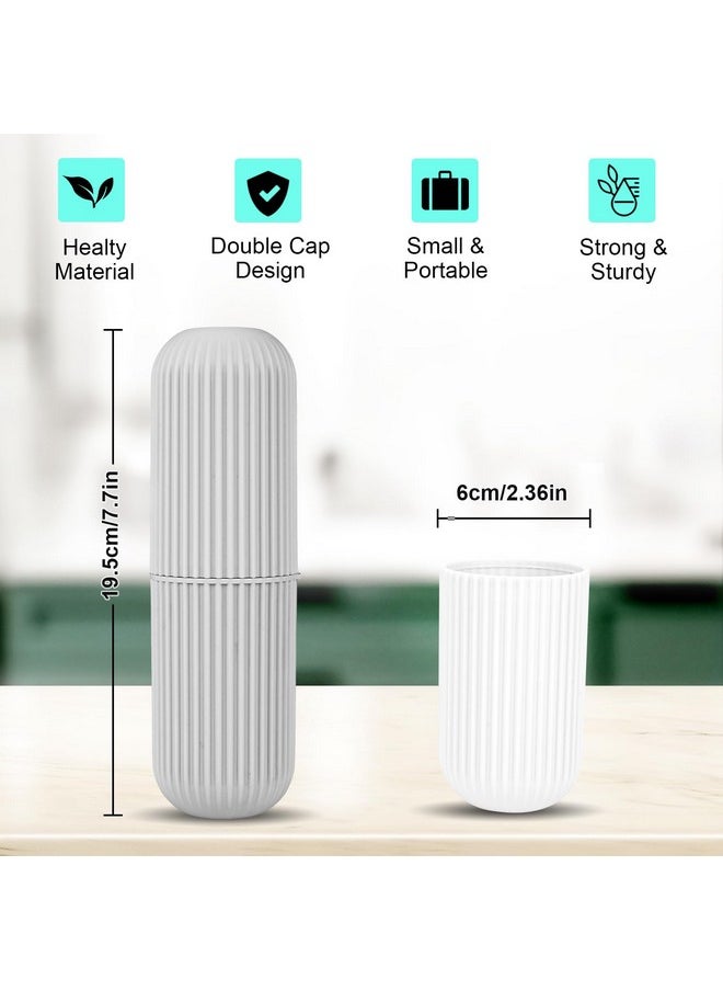 UCEC Toothbrush Case for Traveling, Portable Toothbrush Holders Travel Case, Toothbrush Holders for Travel, Camp, Home, School, Business, Bathroom, 2 Pack (Grey, White)